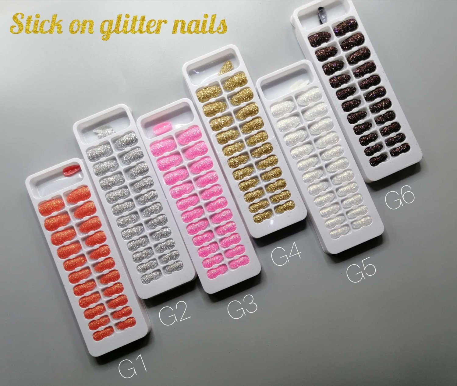 Miss Rose Stick On Glitter Nails