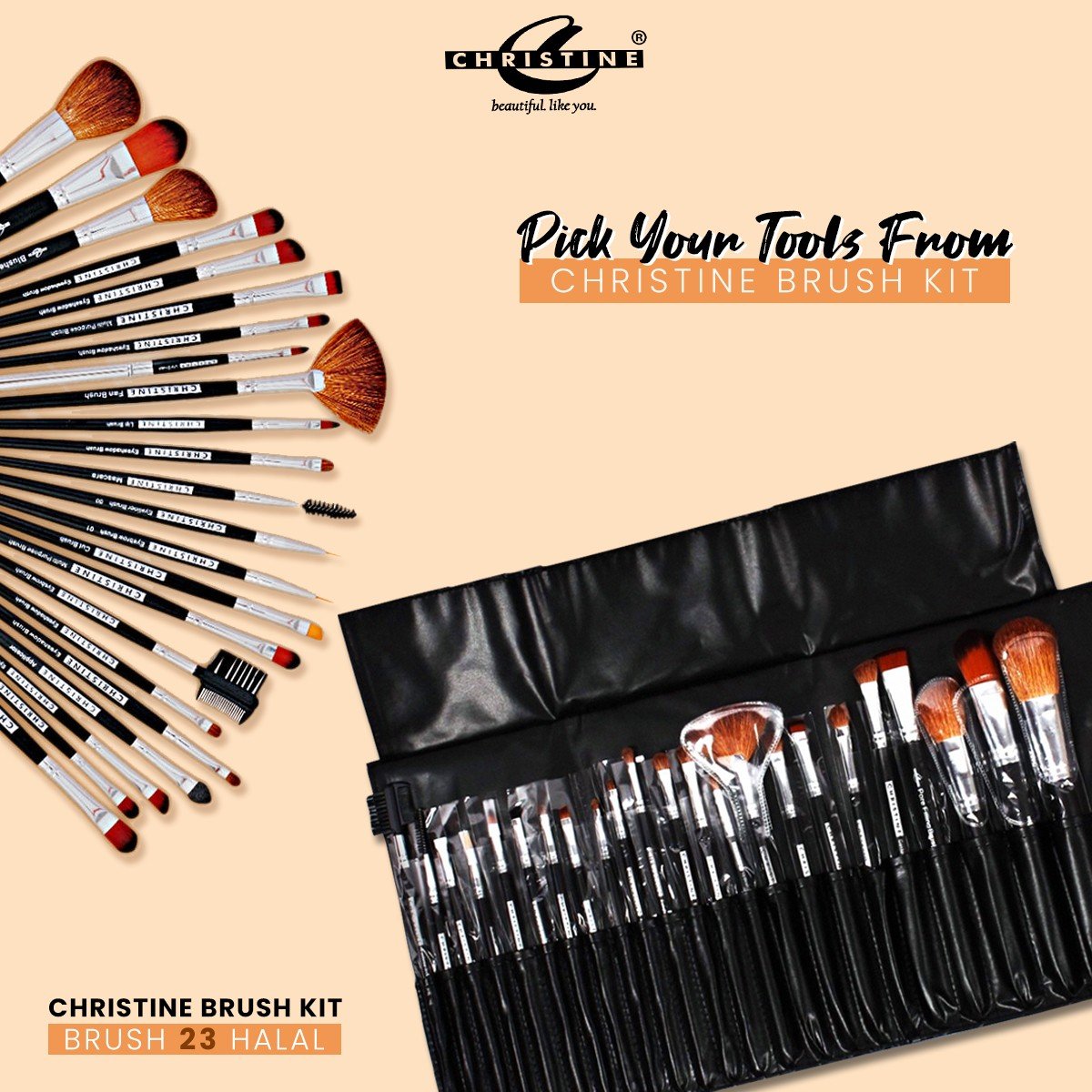 Christine MakeUp Brush Set (23 Brushes)