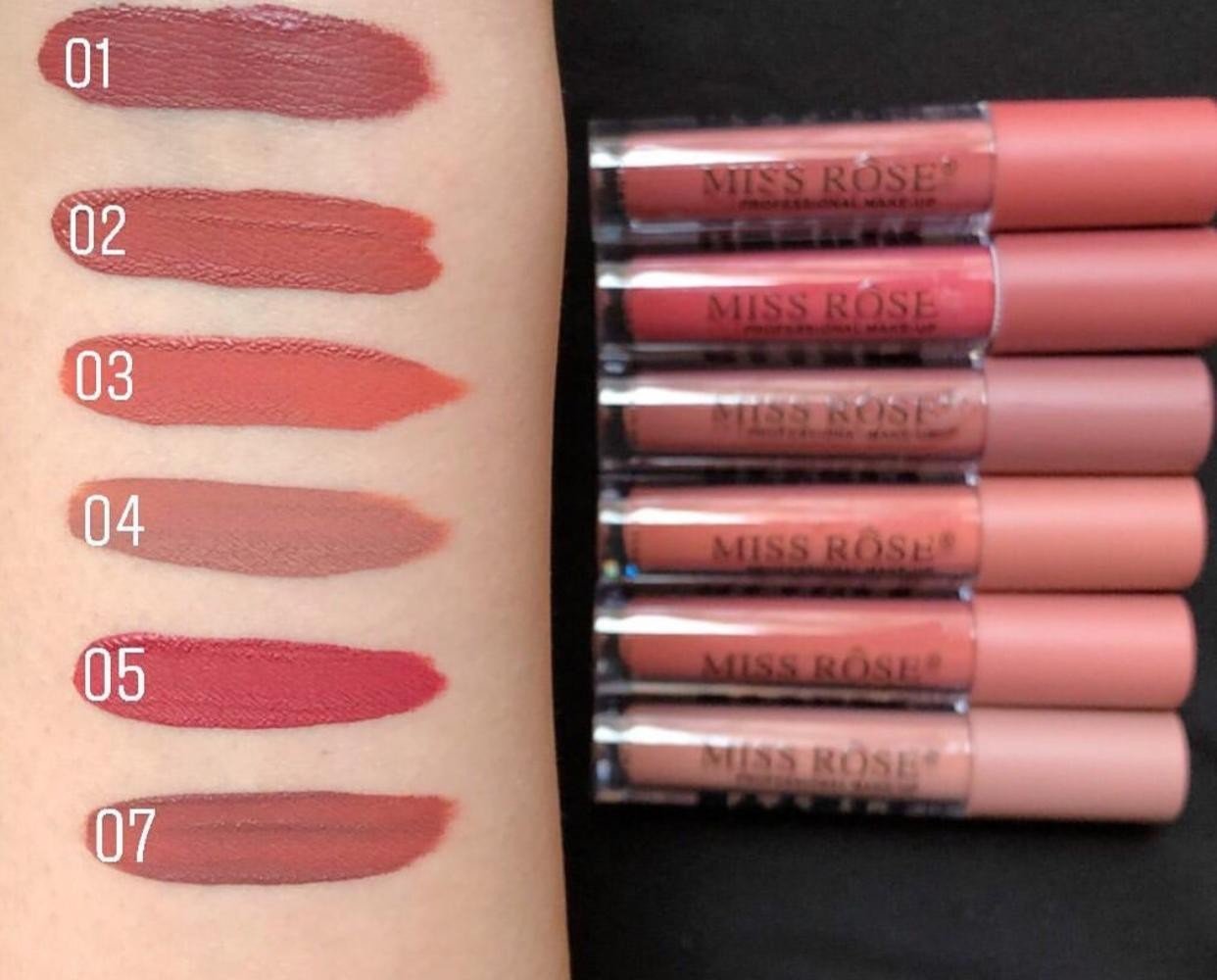 Miss Rose Matte Lip gloss Pack of 6